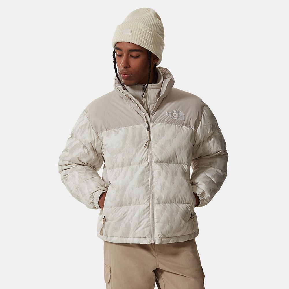 The North Face Nuptse Jacket Mens Australia - The North Face 1996 Printed Retro Silver Grey Mountain